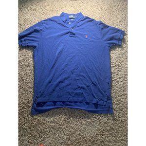 Vintage Polo Ralph Lauren Blue Solid  Polo Shirt Mens Size XL/TG Bin N